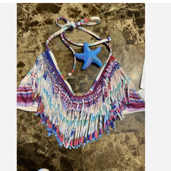 NWT $82 L Space Audrey Fringe Estella Mirage Bikini Top Size S - Picture 4 of 8